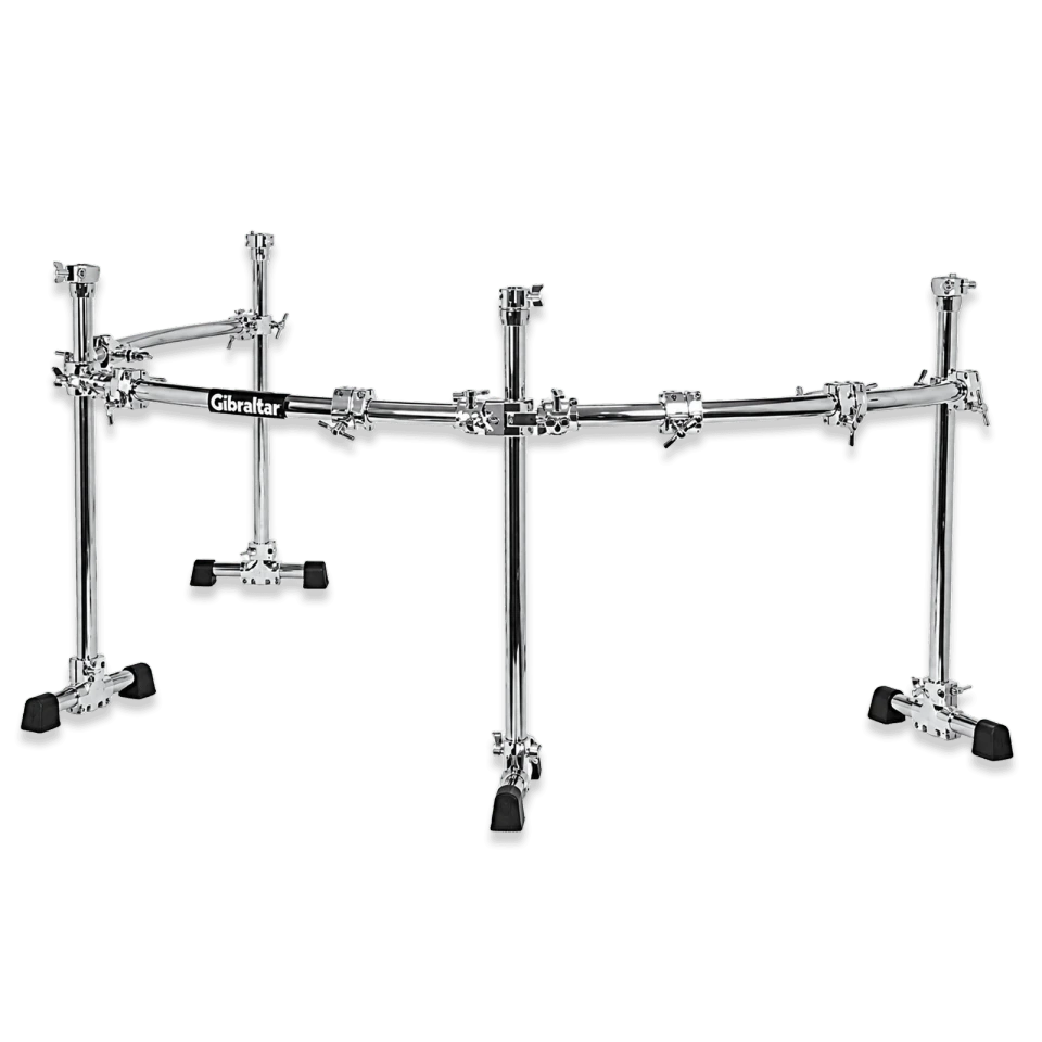 Gibraltar GCS-450C Chrome Series 3-Sided Curved Drum Rack, 46-Inch Front Bar with 36-Inch Side Bars, Chrome Clamps and Stable Multi-Cymbal Mounting