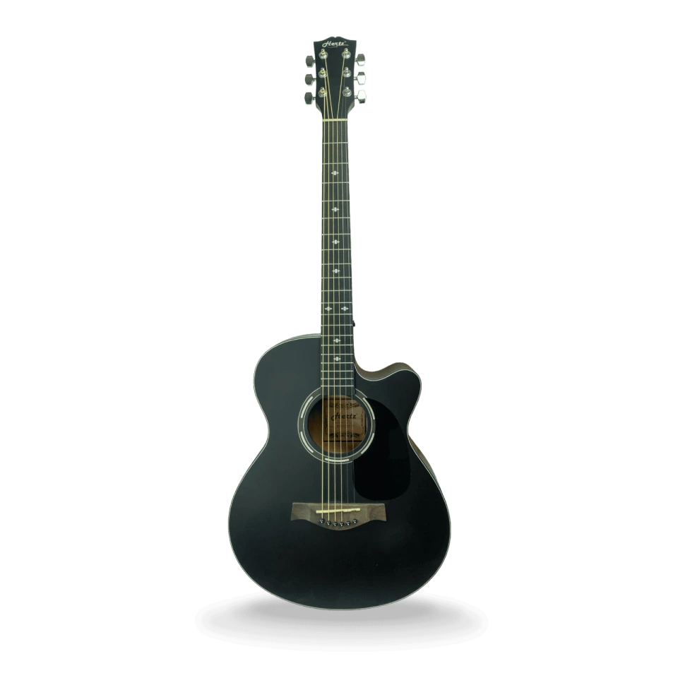 Hertz HZA-3900 EQ (BLACK) Electro Acoustic Guitar with Black Finish, Cutaway Body, Built-In EQ, Comfortable Neck and Smooth Fingerboard for Practice, Recording, Live Performance and Stage Use