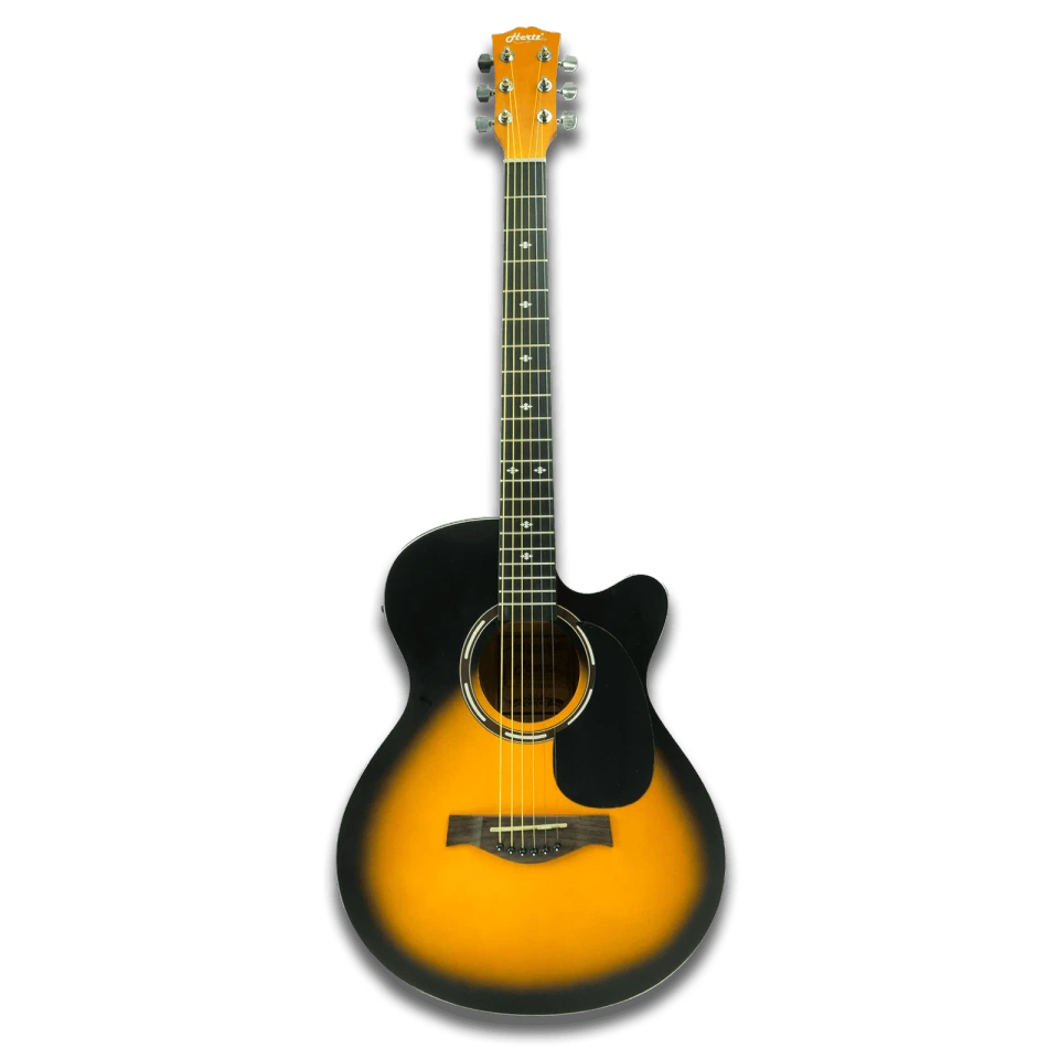 Hertz HZA-4010-(TS) Acoustic Guitar with Cutaway Body, 6 Steel Strings, Rosewood Fingerboard, Linden Wood Construction, Die-Cast Tuning Keys and Tobacco Sunburst Finish for Beginners, Practice and Performance