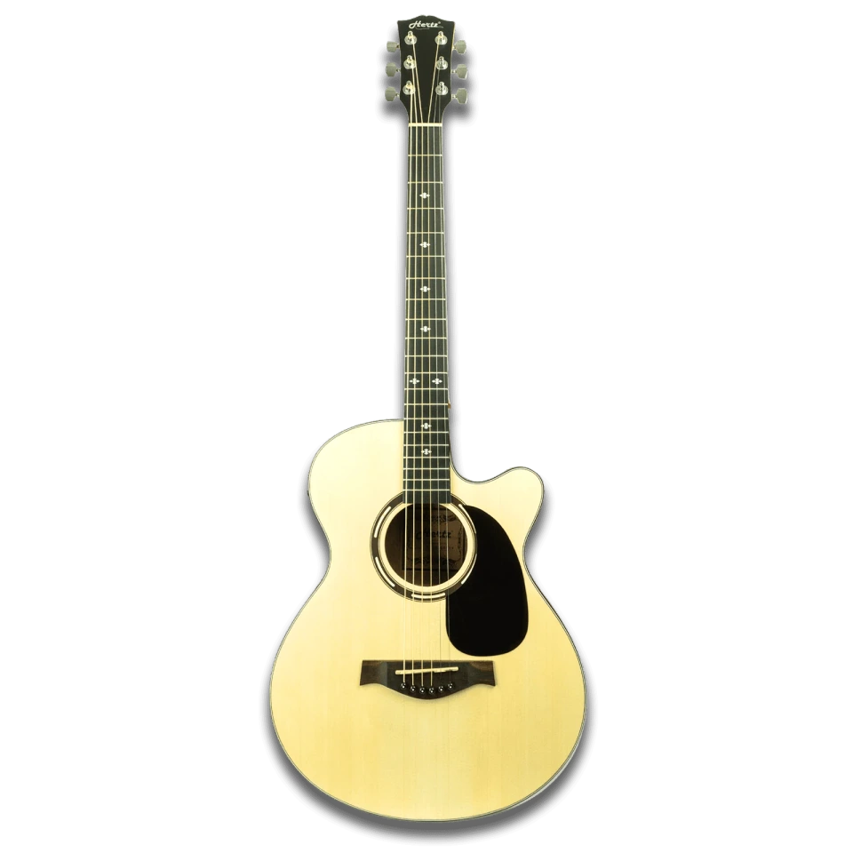 Hertz HZA-4010-(NA) Acoustic Guitar with Cutaway Body, 6 Steel Strings, Rosewood Fingerboard, Linden Wood Construction, Die-Cast Tuning Keys and Natural Finish for Beginners, Practice, Lessons and Performance
