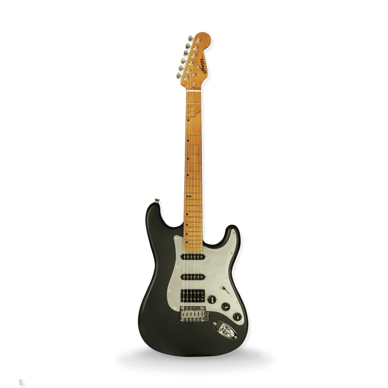 Hertz HZ STMP-X (Black Finish) SuperStrat Electric Guitar, Okoume Body, Canadian Maple Neck, Indian Rosewood Fingerboard, 22 Frets, 5-Way Pickup Selector, Coil-Tap. view 1