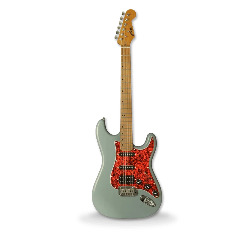 Hertz HZ STMP-X (Satin Grey Finish) SuperStrat Electric Guitar, Okoume Body, Canadian Maple Neck, Indian Rosewood Fingerboard, 22 Frets, 5-Way Pickup Selector, Coil-Tap.