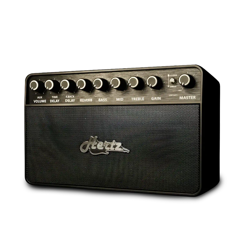 Hertz HG-20 Guitar Amplifier with Delay and Reverb | Built-In Effects | Black Finish