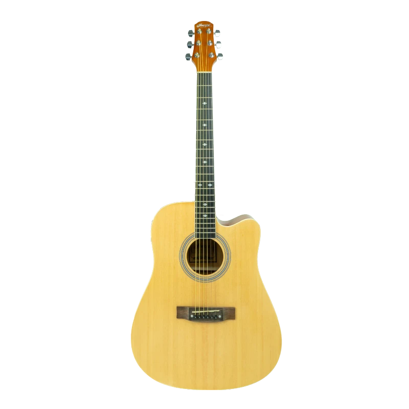 HERTZ HZA-5100 Cutaway Semi-Acoustic Guitar | Dreadnought Guitar | 41-Inch Electric Model | Natural