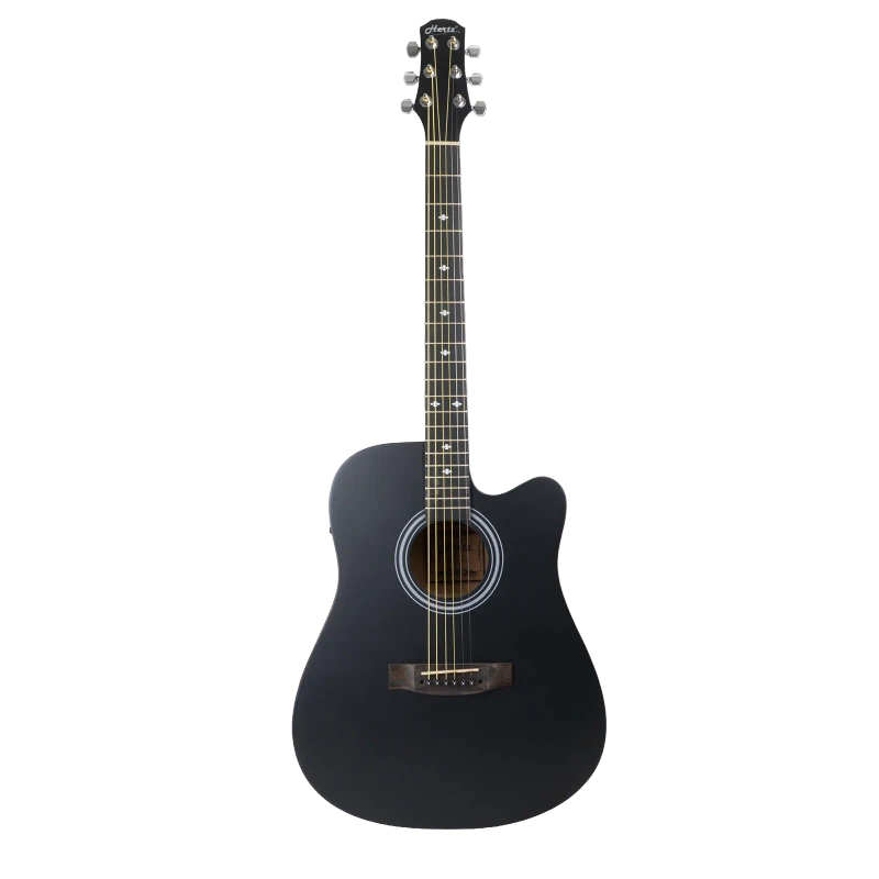 HERTZ HZA-5900 Dreadnought Semi-Acoustic Guitar | Electric Guitar | 41-Inch Cutaway Body | Black