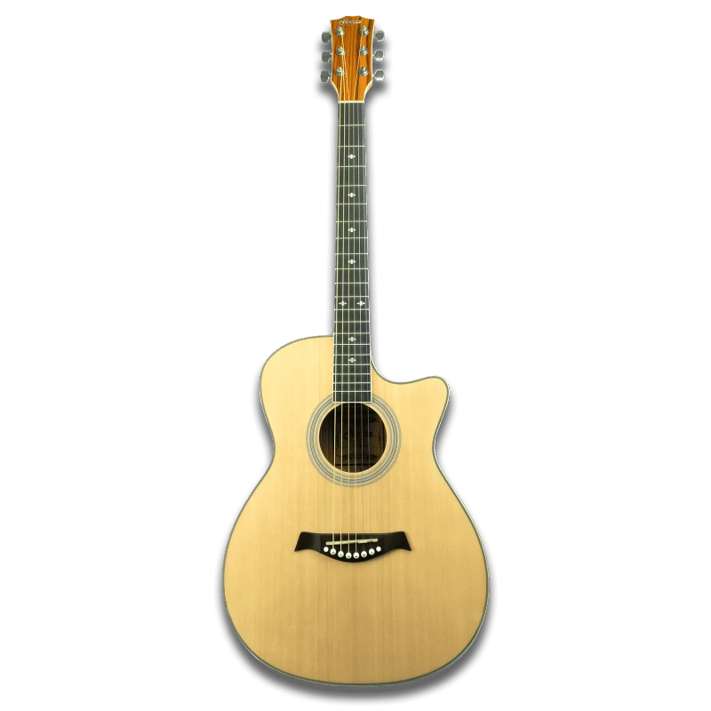 HERTZ HZA-8000 Cutaway Semi-Acoustic Guitar | Acoustic-Electric Guitar | 40-Inch Body | Natural