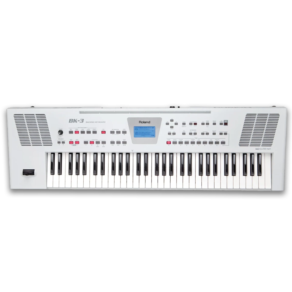Roland BK-3 (WHITE) 61-Key Backing Keyboard with 851 Tones, 250 Rhythms, USB Audio Playback & Recording, Built-in Stereo Speakers, Auto Accompaniment & Music Assistant