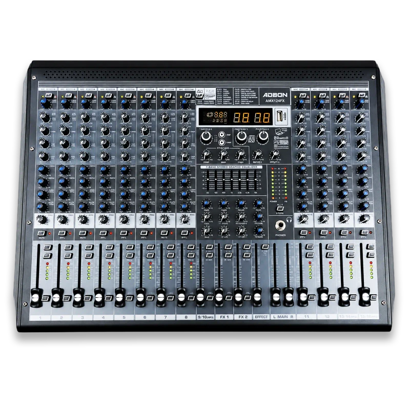 ADEON AMS-124F 12-Channel Professional Audio Mixer | DSP Effects, USB/Bluetooth Playback and Flexible Routing