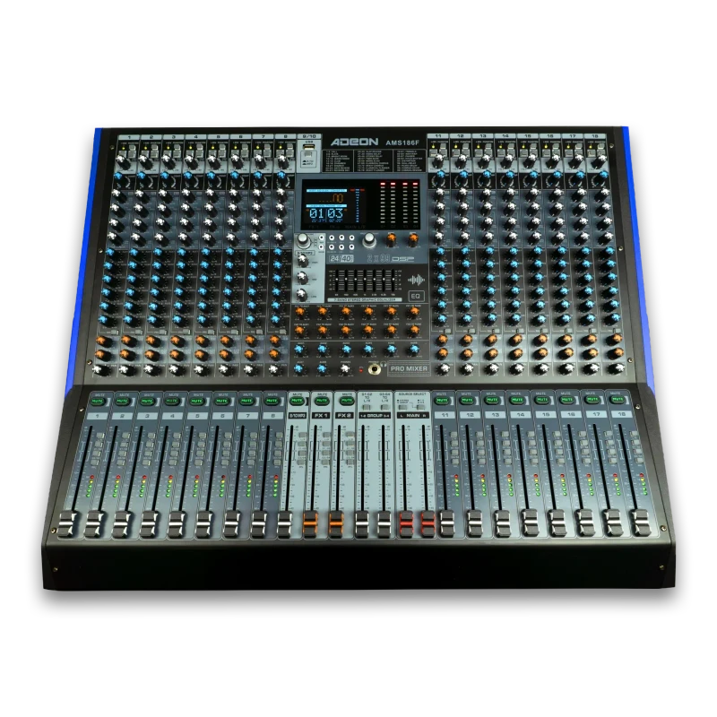 ADEON AMS-186F 18-Channel Professional Audio Mixer | 16 Mic/Line Channels, DSP Effects and USB/Bluetooth Playback