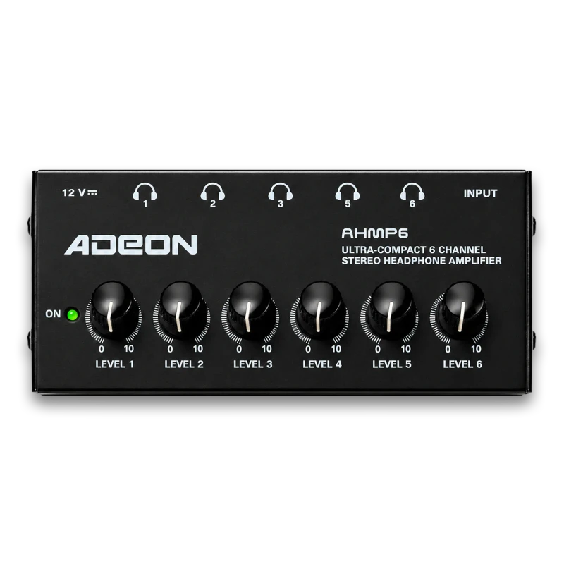 ADEON AHMP-6 6-Channel Stereo Headphone Amplifier | Individual Listening-Level Control for Studio Monitoring